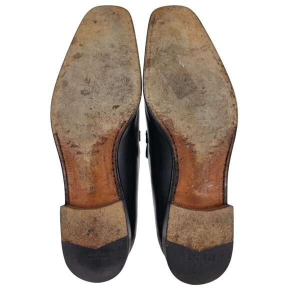 Salvatore Ferragamo Italy Dress Shoes Men's 11D Black Leather Apron-toe Loafers - Picture 3 of 11